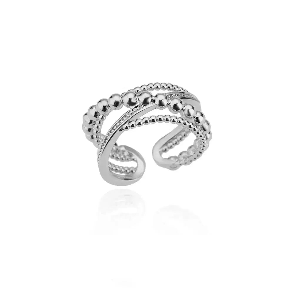 Zircon Geometric Rings For Women Gold Color Stainless Steel Opening Ring Luxury Wedding Party Aesthetic Jewerly Gift Femme 2024
