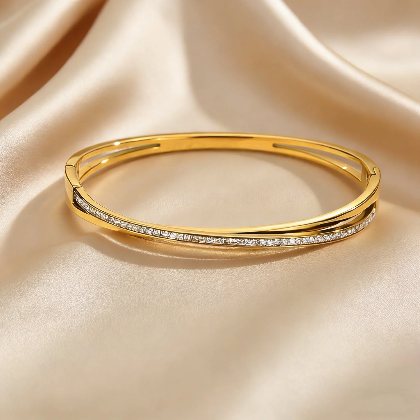 Trendy Classic Crossed Cubic Zircon Bracelets for Women Stainless Steel Layered Roman Numeral Bangles Luxury Jewelry Gift